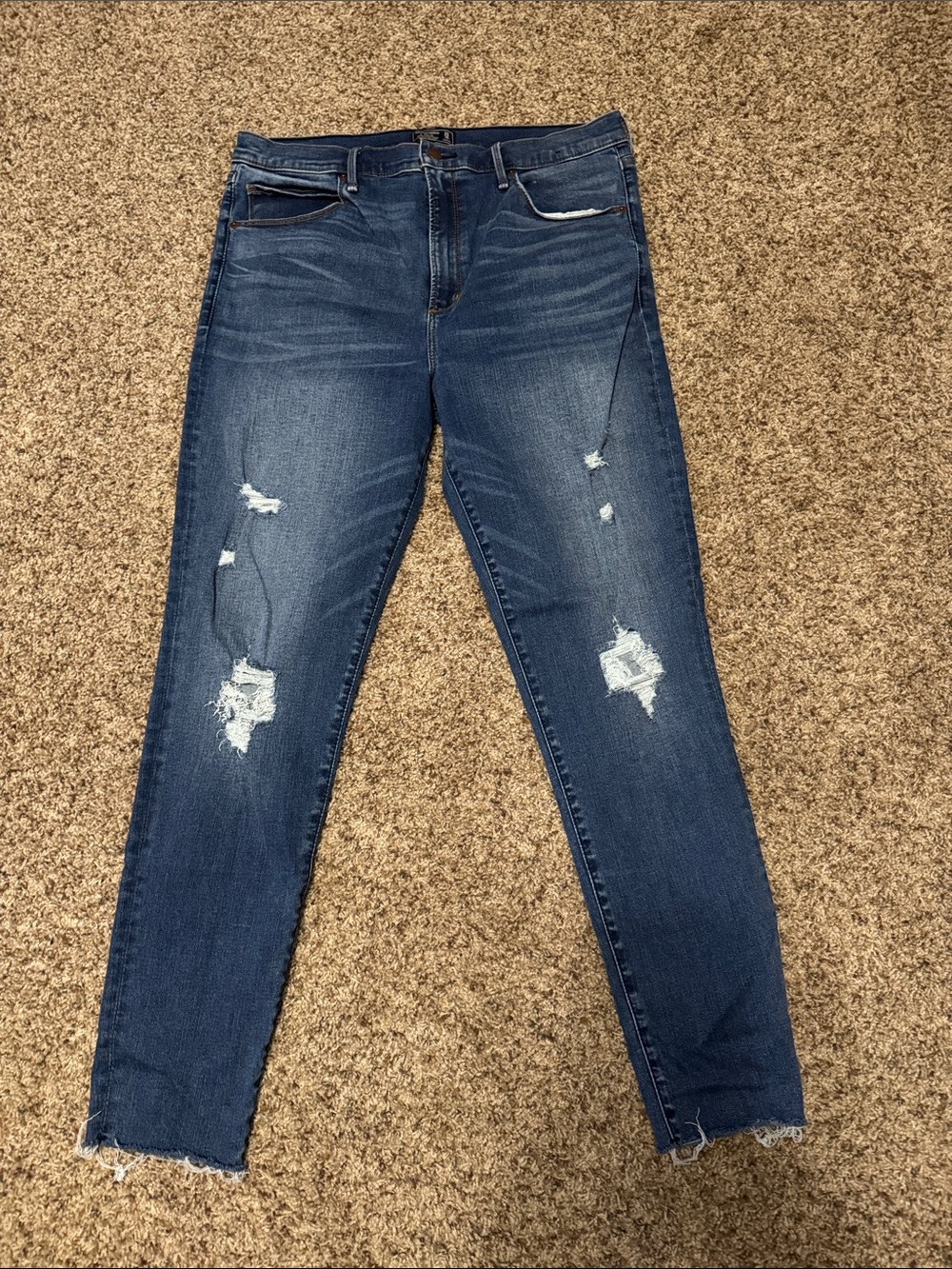 Abercrombie & Fitch Dark Blue Distressed Skinny Jeans